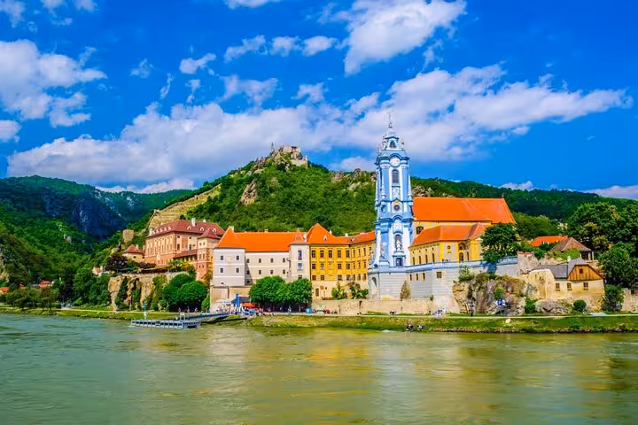 Melk Abbey and Danube River view in Wachau Valley, a highlight on Vienna to Hallstatt small-group day trip