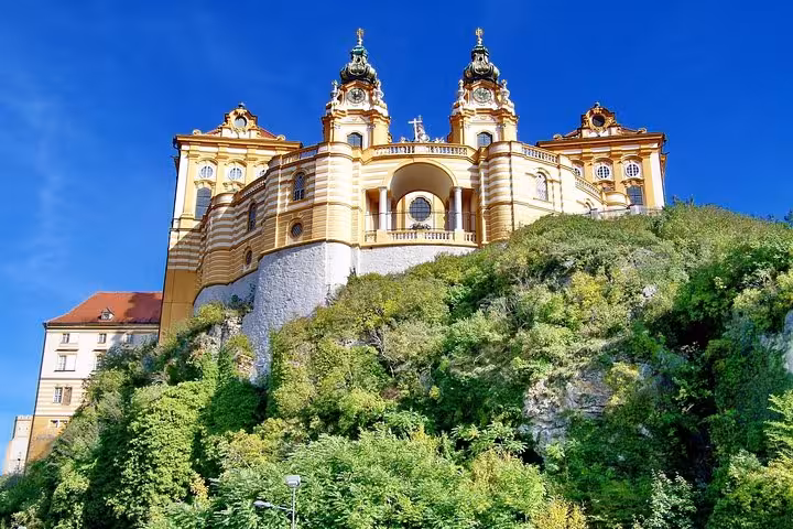 Melk Abbey overlooking the Danube Valley, highlight stop on private day tour from Vienna to Hallstatt
