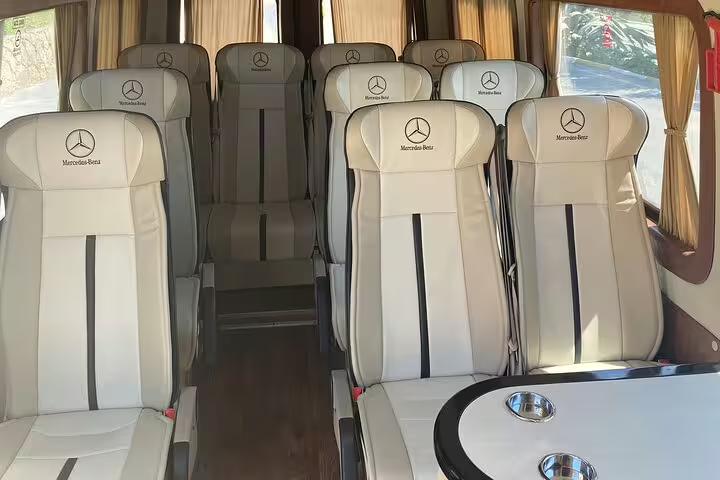 Comfortable Mercedes-Benz minibus interior for Turkey 13-day private guided history tour with flights and 4-star hotels