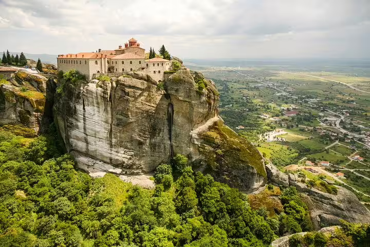 Meteora cliff-top monastery panoramic view, highlight of 2-day private tour from Athens to Delphi