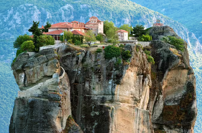 Meteora cliff-top monastery near Kalambaka on private 2-day tour from Athens with overnight stay