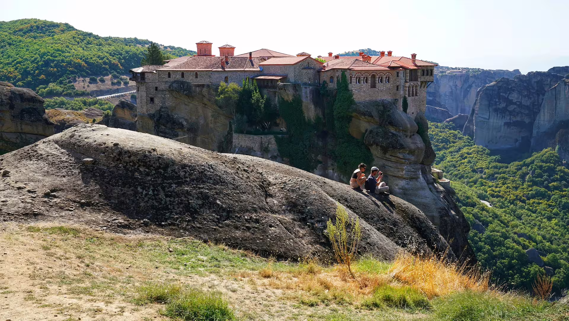 Meteora cliffside monastery view near Kalambaka on a 2-day private Delphi, Meteora and Thermopylae tour