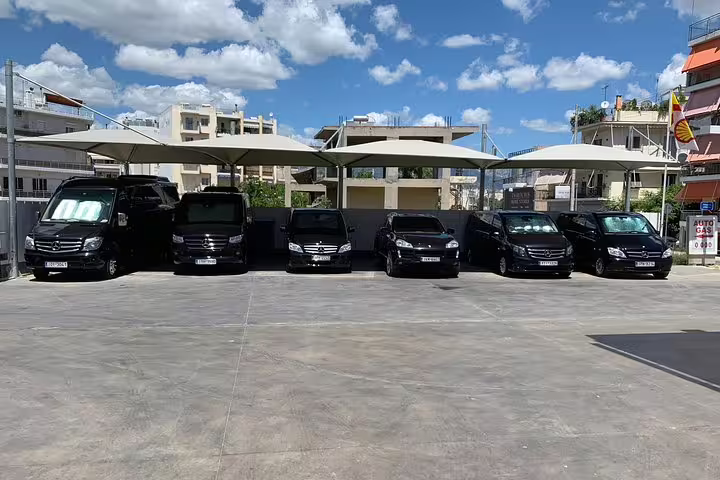 Private minivan fleet for Meteora full day tour from Athens, comfortable door-to-door transfers and pickup