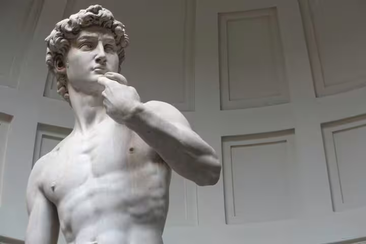 Close-up of Michelangelo’s David statue in Florence, a must-see highlight on a La Spezia and Carrara day trip tour