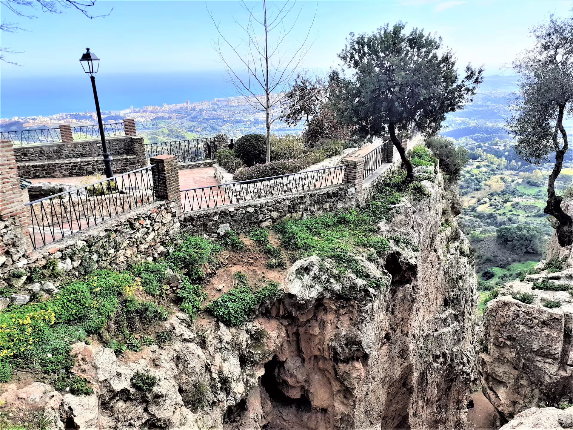 Clifftop viewpoint in Mijas Pueblo with Mediterranean sea views on a private trip from Costa del Sol