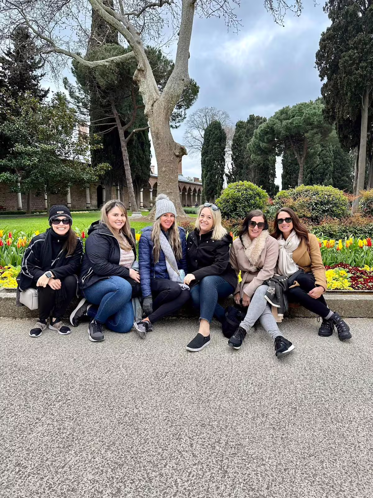 Mini group resting in Gulhane Park gardens near Topkapi Palace on Istanbul 7-hour tram tour