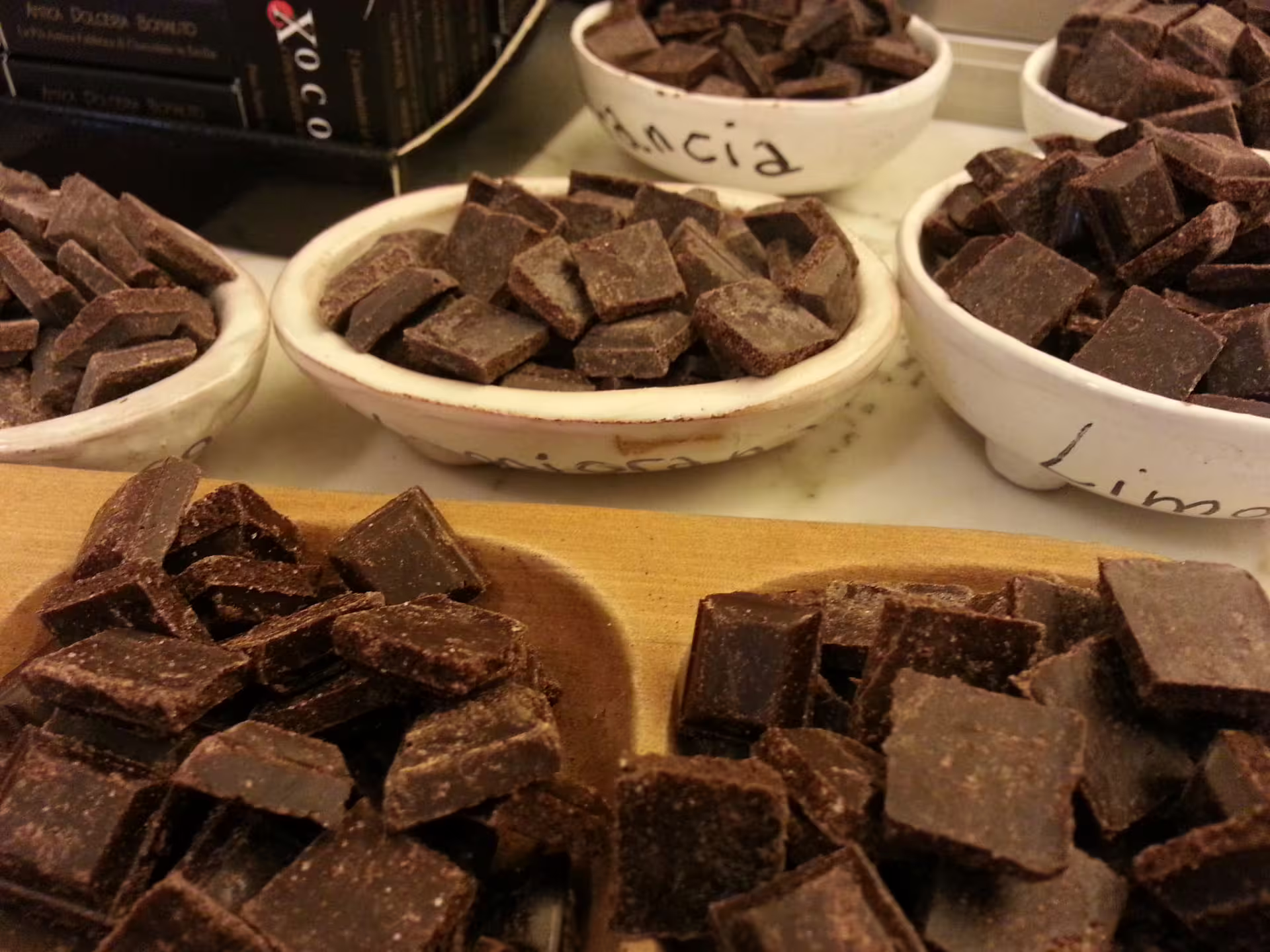 Tasting Modica PGI chocolate chunks on the Noto, Ragusa and Modica day tour from Siracusa, Sicily