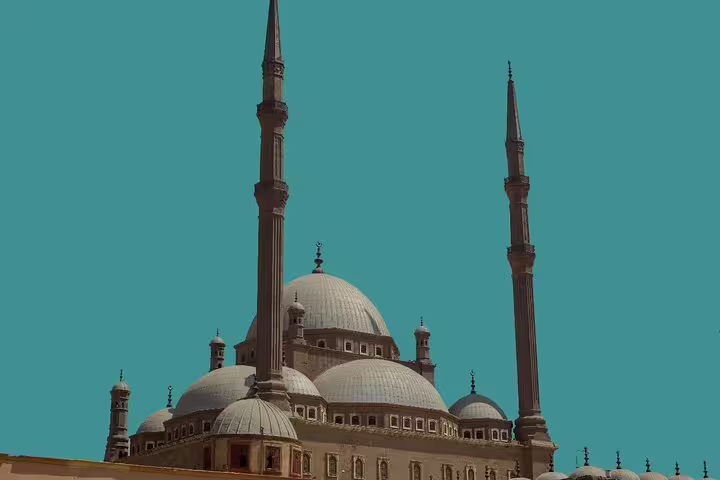 Mohamed Ali Mosque at Cairo Citadel with domes and minarets, featured on Alexandria Port Pyramids and bazaar tour