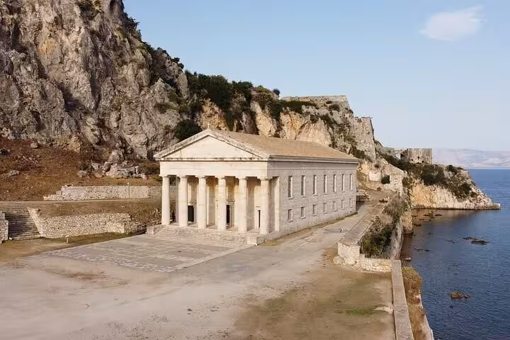 Mon Repos Palace near Corfu Old Town by the sea, a highlight on a private walking guided tour of Corfu