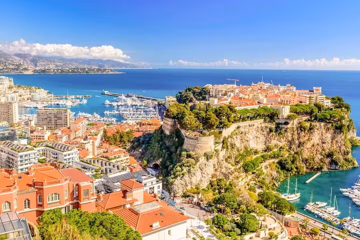 Scenic view of the Monaco coastline and historic architecture, ideal for exploring on a private day tour.