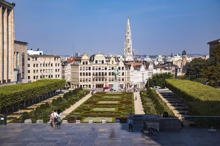 Mont des Arts garden and skyline view in central Brussels, featured on a private 2-hour city sightseeing tour