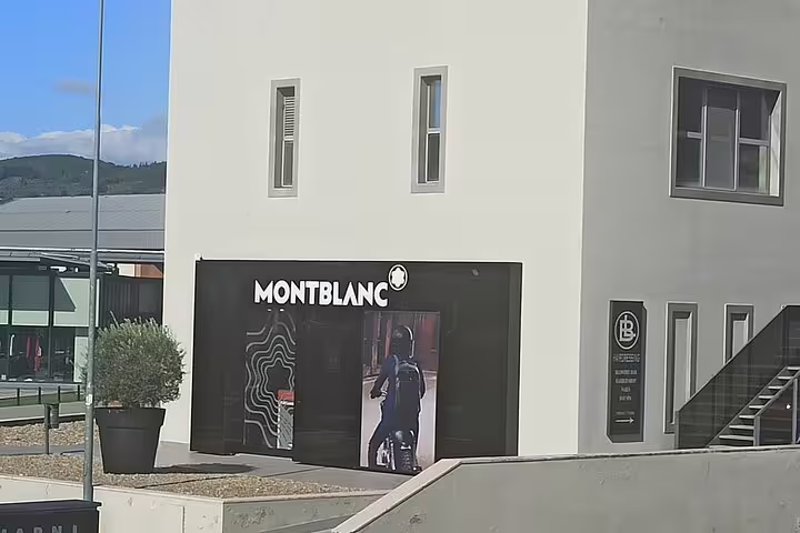 Montblanc boutique at The Mall Firenze outlet center, featured stop on private chauffeur shopping trip from Florence