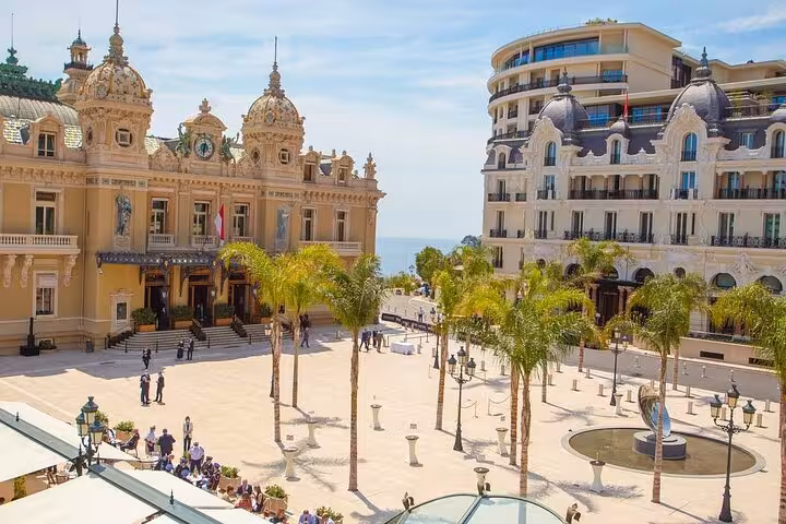 Elegant square in Monte-Carlo featuring the iconic casino and luxury architecture, perfect for cultural exploration.