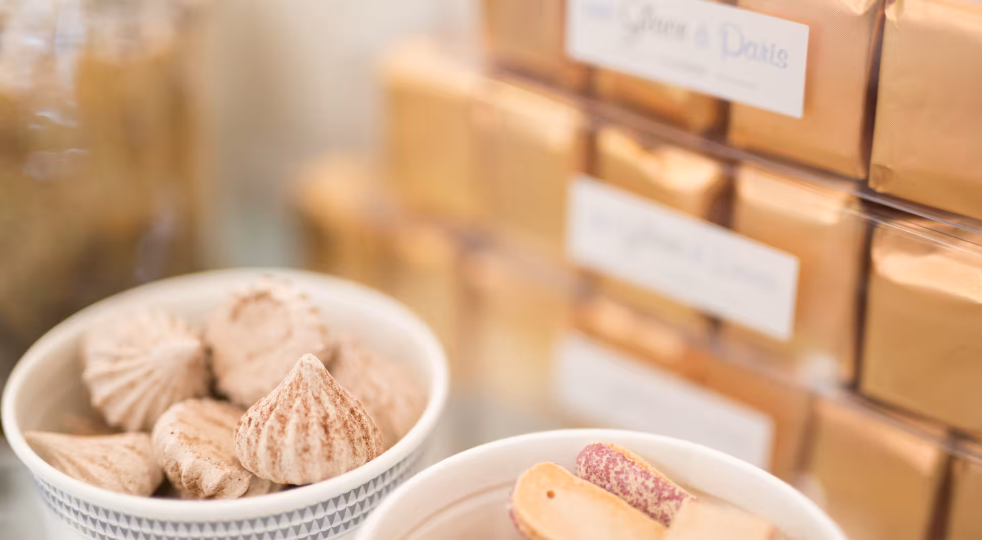 Close-up of French pastries and sweets in Montmartre patisserie, featuring on the Montmartre Food and Wine Tour.