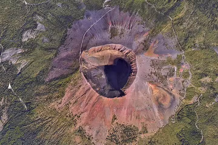 Aerial view of Mount Vesuvius summit crater, highlight of VIP small-group tour with entry ticket