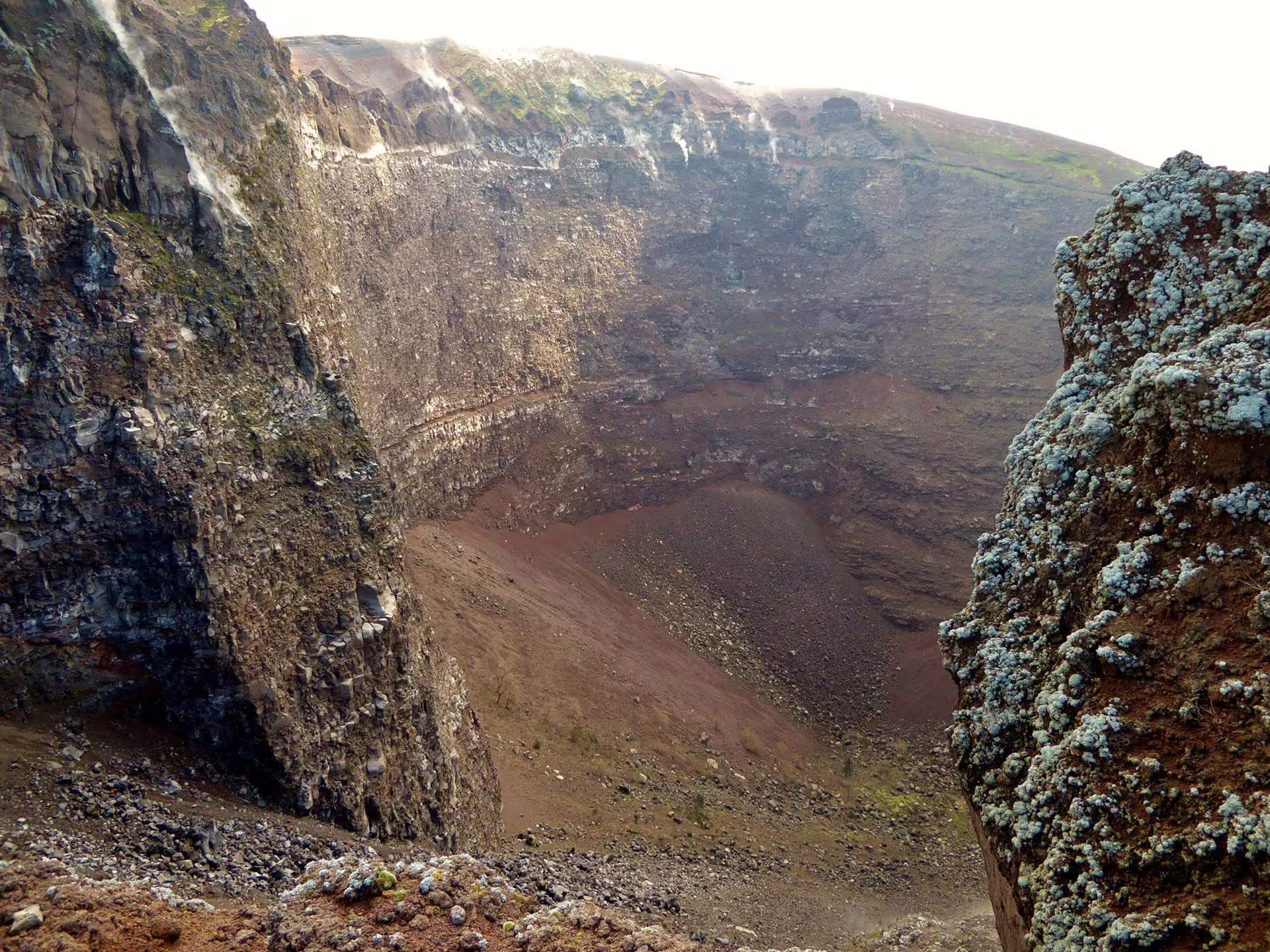 Mount Vesuvius crater rim view with steaming vents, highlight of a Naples group tour hike