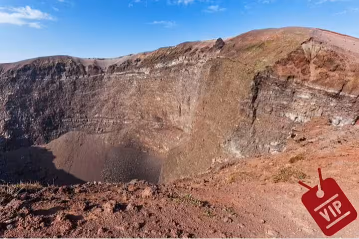 Close-up of Mount Vesuvius crater rim and volcanic walls, VIP small-group tour with included entry ticket
