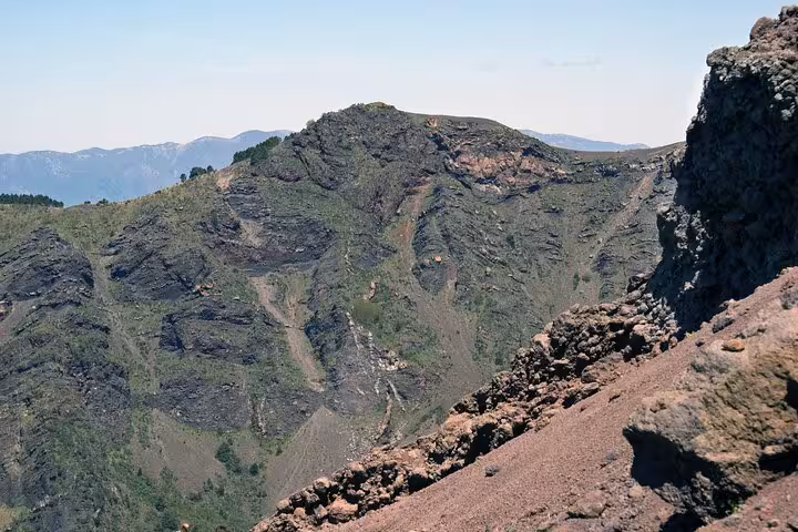 Stunning view of Mount Vesuvius' rugged terrain, a highlight of the Pompeii and Vesuvius skip-the-line tour.