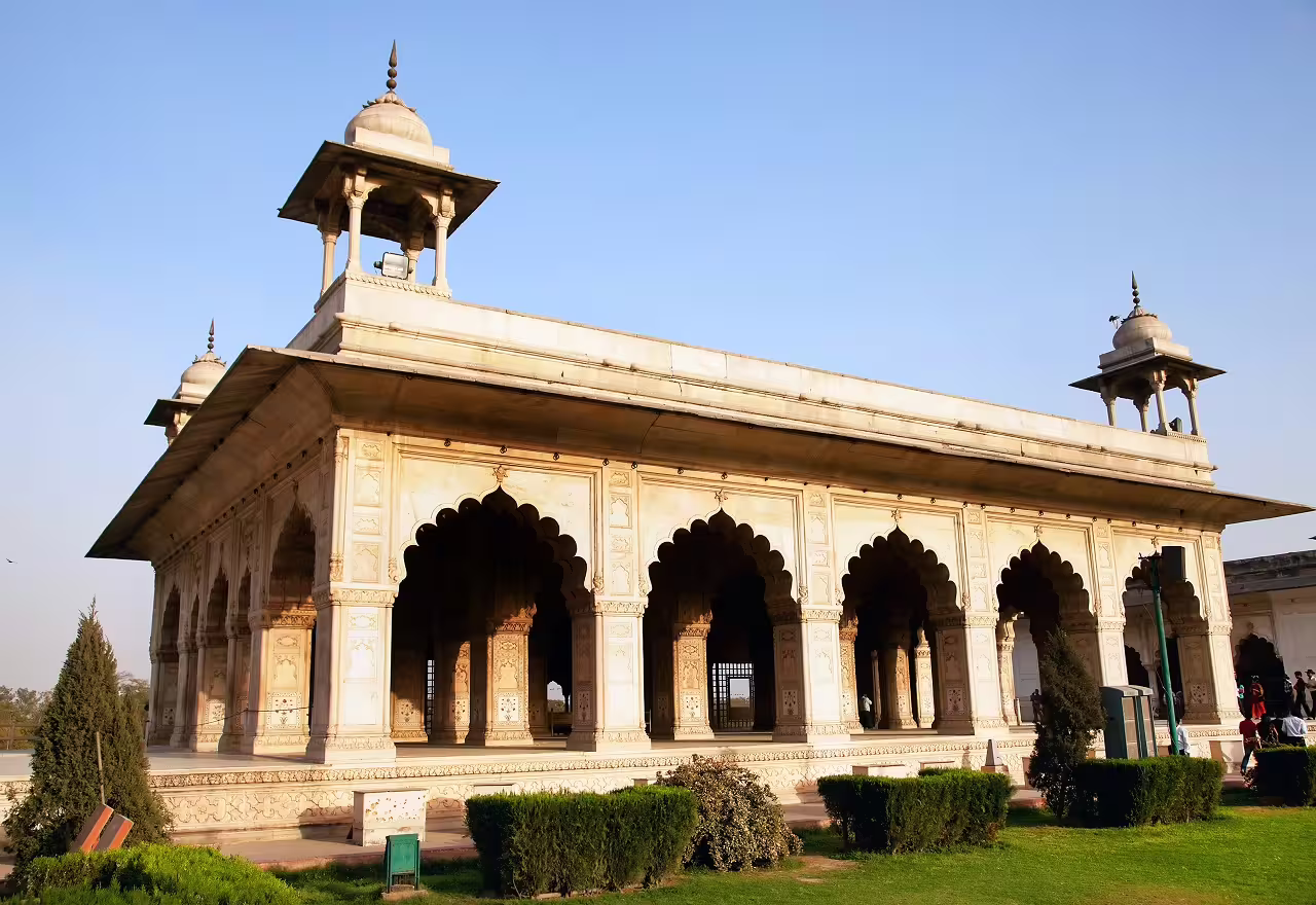 Majestic Mughal pavilion set in lush gardens, a highlight of the Complete Rajasthan 14-day tour.