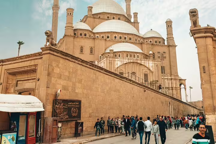 Visitors walking to Muhammad Ali Mosque at Cairo Citadel, key stop on Citadel Bazaar and Cairo Mosques tour