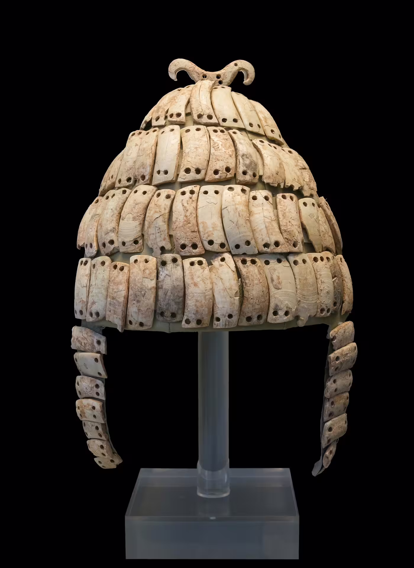 Mycenaean boar’s tusk helmet museum exhibit, a highlight on private Mycenae and Nafplio tour from Athens