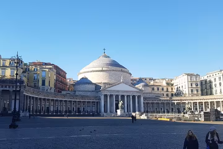 Piazza del Plebiscito and Basilica of San Francesco di Paola in Naples on Rome to Amalfi Coast tour