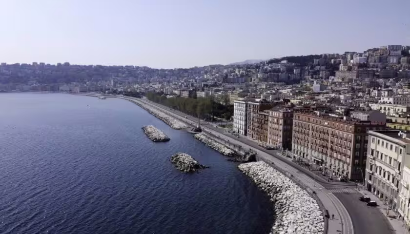Scenic Naples waterfront along the Bay of Naples on a Naples city tour before visiting Pompeii ruins