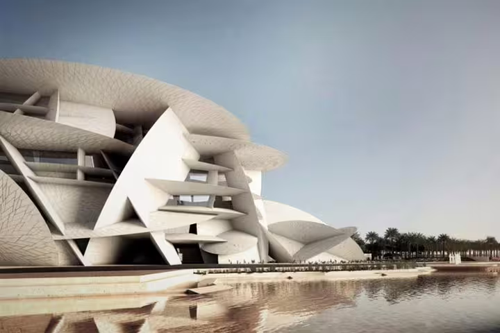 Architectural wonder of the National Museum of Qatar in Doha, with its unique desert rose-inspired design.