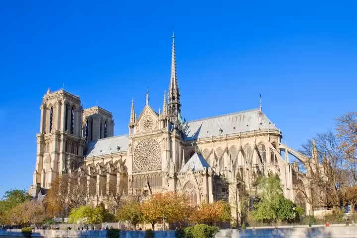 Notre-Dame de Paris exterior view, ideal stop on Paris half-day private guided tour with Seine River cruise and Louvre