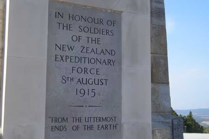 New Zealand Expeditionary Force memorial inscription at ANZAC Gallipoli on Istanbul to Anzac day tour
