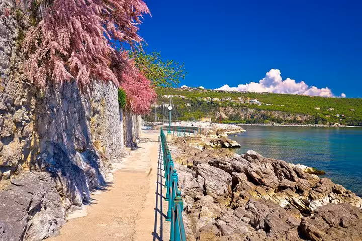 Opatija Lungomare seaside promenade on Kvarner Bay, scenic stop on private day trip from Zagreb