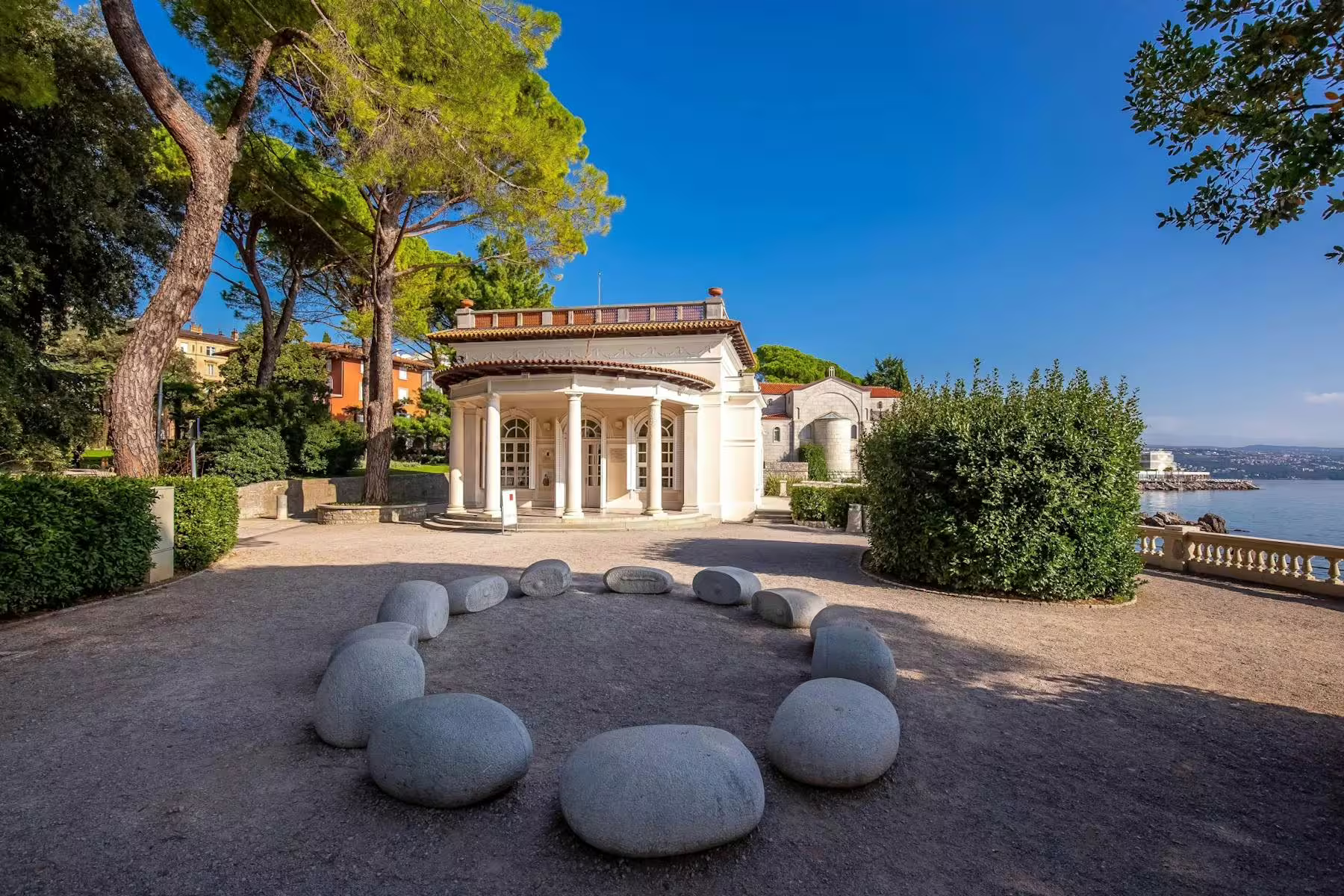 Opatija seaside pavilion and park by the Adriatic, highlight stop on Kvarner Bay tour from Lovran