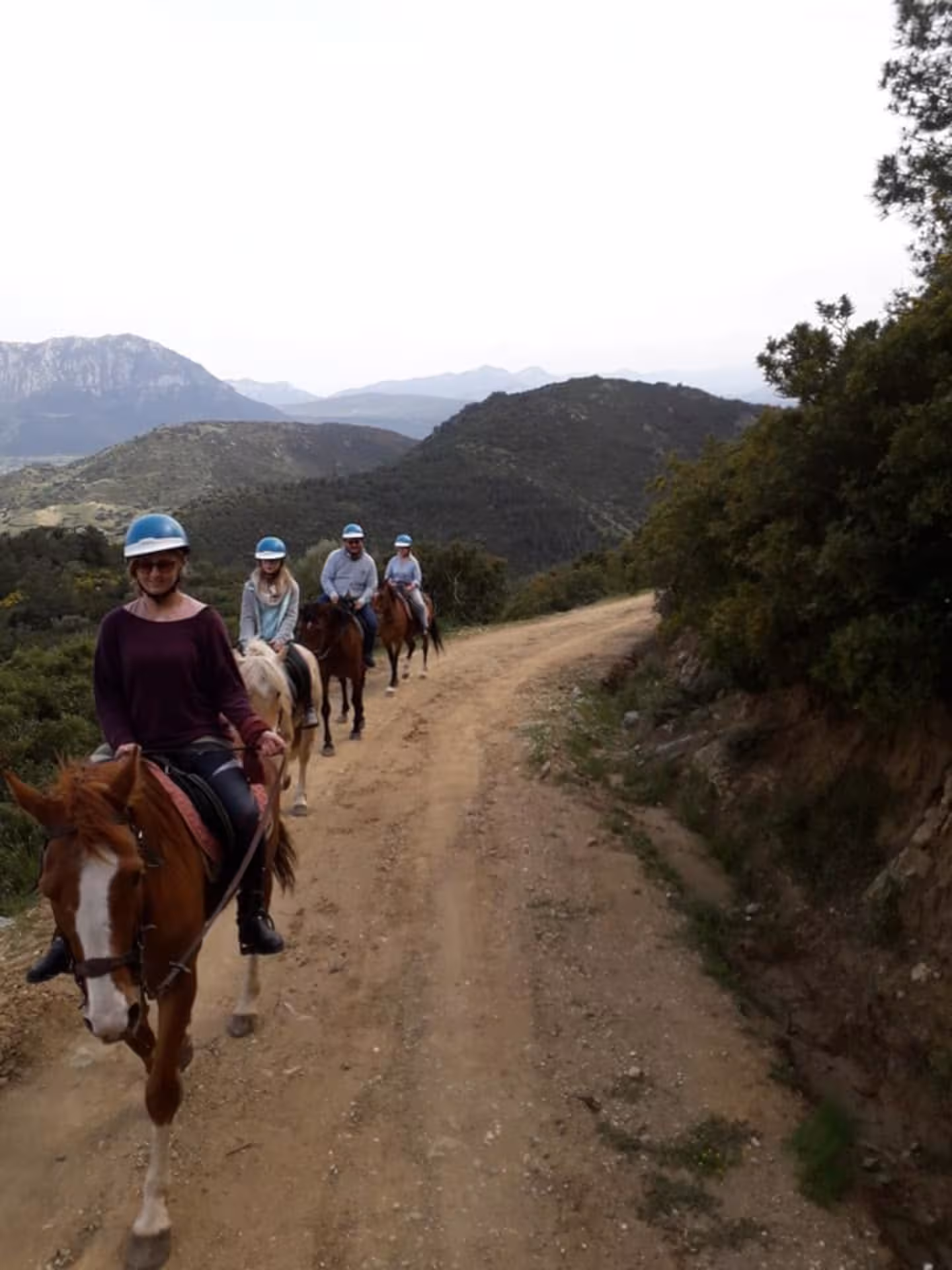 Riders on a picturesque trail in Orosei, exploring the natural beauty of Irgoli on horseback.