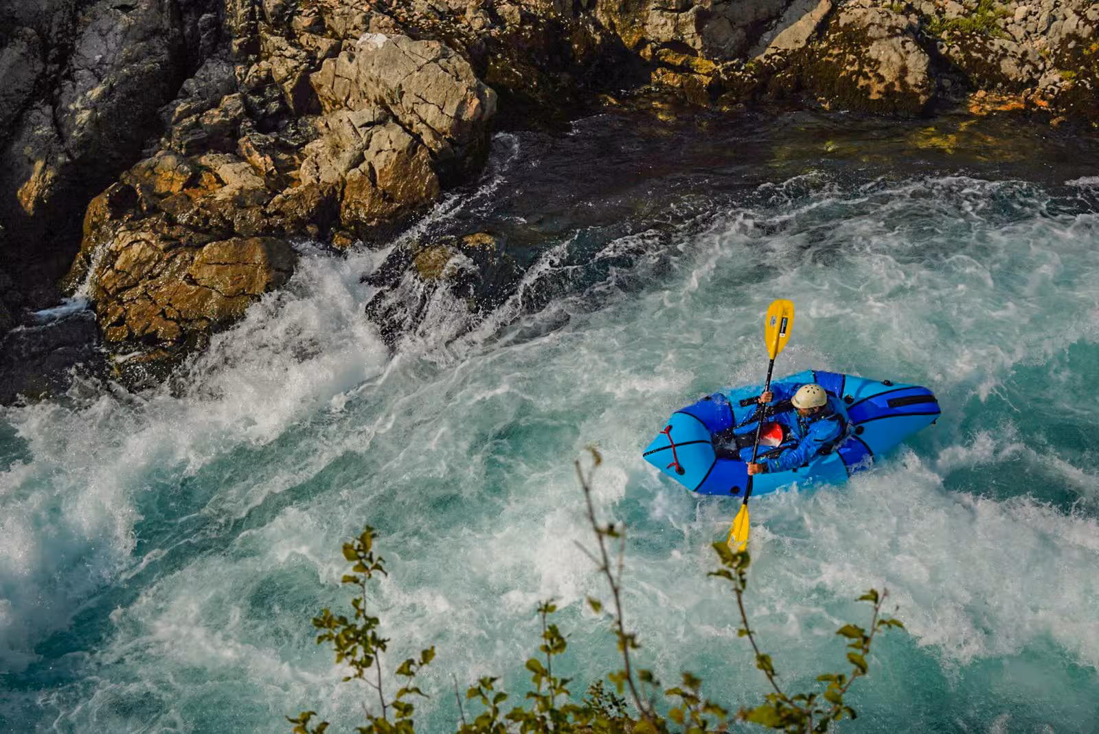 Thrilling packrafting experience navigating rapids of Zrmanja River, perfect for adrenaline junkies.