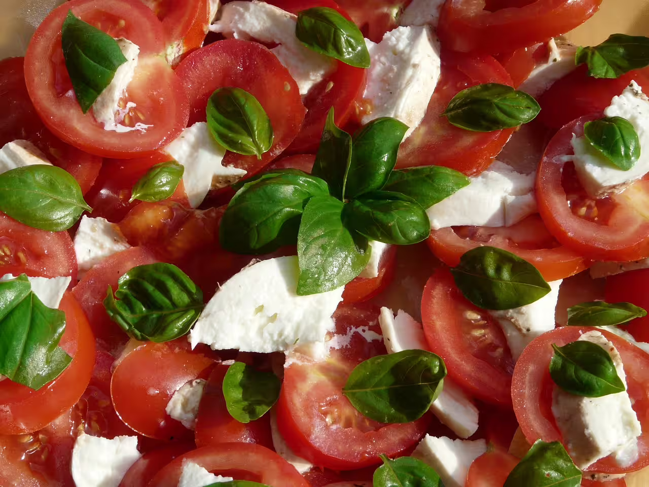 Classic Italian caprese with ripe tomatoes, creamy mozzarella and basil leaves served on a Paestum culinary tasting weekend