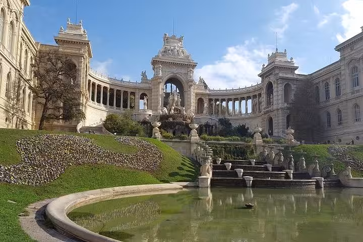 Palais Longchamp gardens and fountain in Marseille, scenic stop on Marseille shore excursion city sightseeing tour