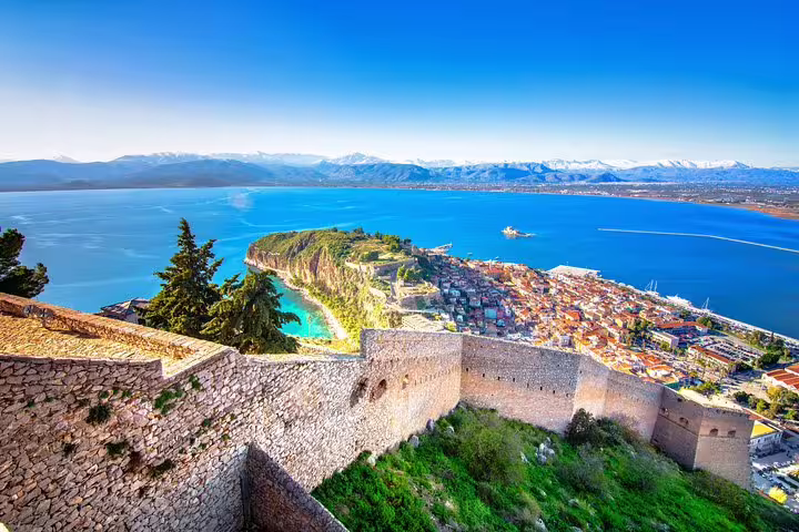 Palamidi Fortress viewpoint over Nafplio and Argolic Gulf, scenic stop on an Argolis private full day tour