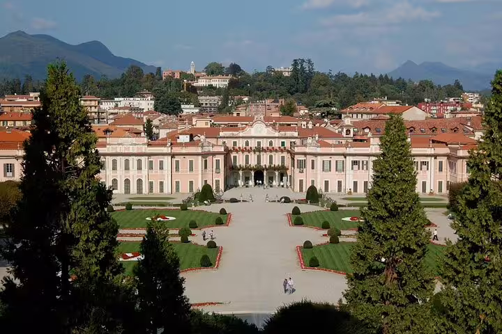 Elegant view of Palazzo Estense in Varese with manicured gardens, perfect for a customizable half-day tour from Milan.