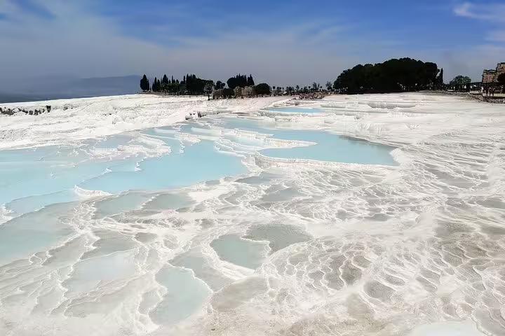 Pamukkale white travertine terraces and blue pools, scenic stop on 5-day Seven Churches Asia Minor tour