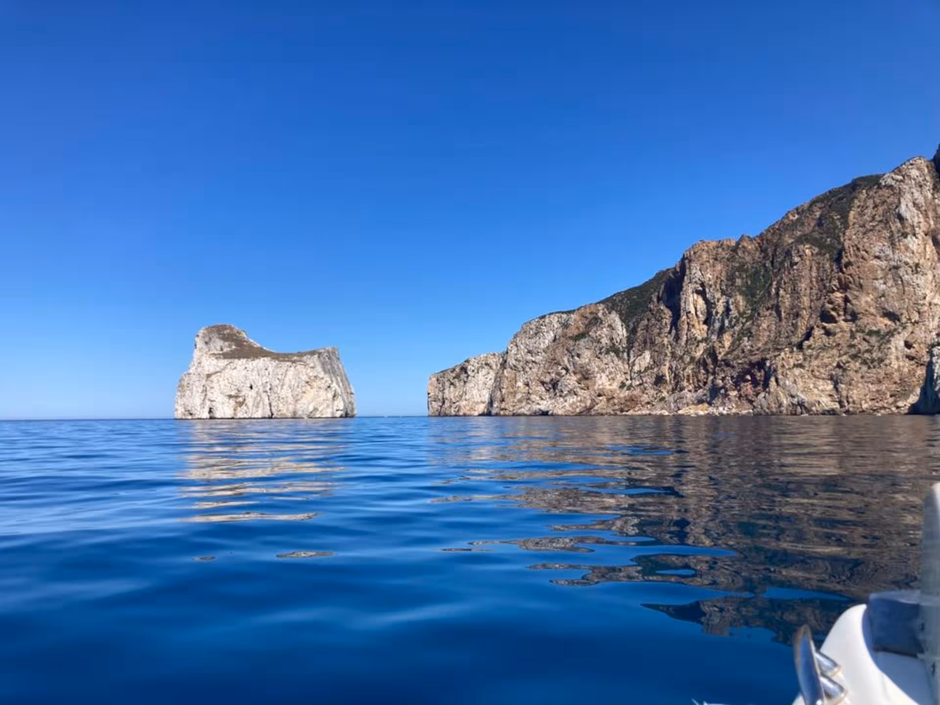 Stunning view of Pan di Zucchero rock formations on the RIB tour from Sant'Antioco.