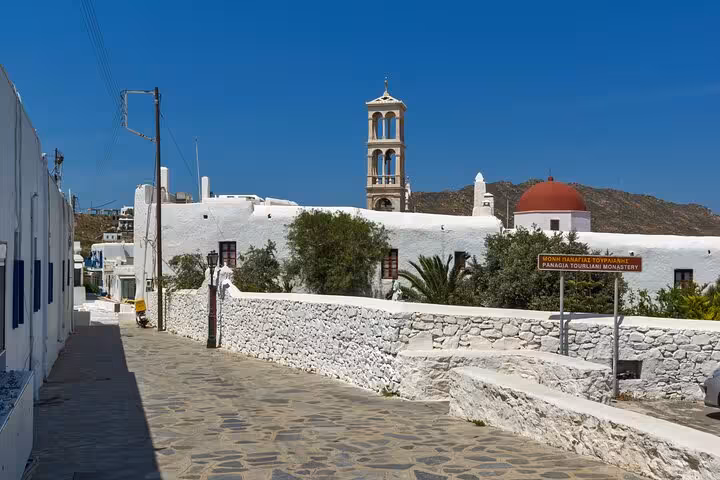 Panagia Tourliani Monastery in Ano Mera, Mykonos, scenic stop on 5 Senses cruise shore excursion