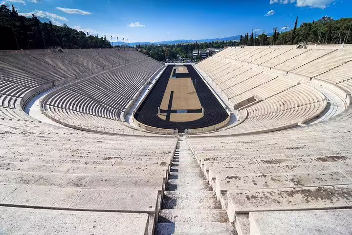Panathenaic Stadium in Athens seen from the stands, a top stop on a private layover sightseeing ride