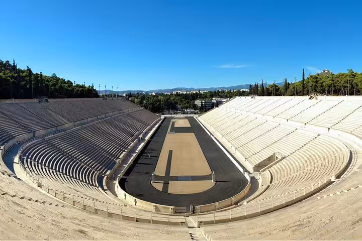 Panathenaic Stadium in Athens with track and marble seats, stop on a private luxury half-day tour