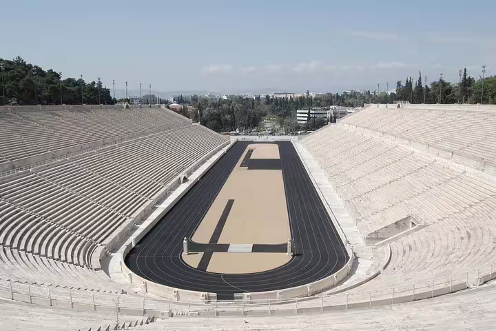 Panathenaic Stadium in Athens viewed from the stands, featured on a half-day private tailor-made city tour