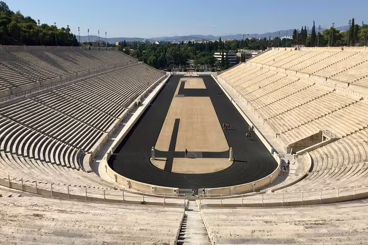 Panathenaic Stadium in Athens seen from the stands, visited on a half-day private car tour with a local