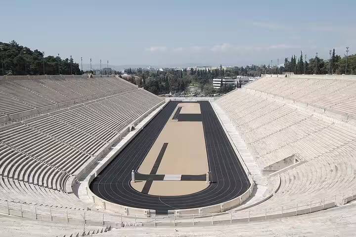 Panathenaic Stadium in Athens seen from above, a stop on small group sightseeing tour with Acropolis tickets