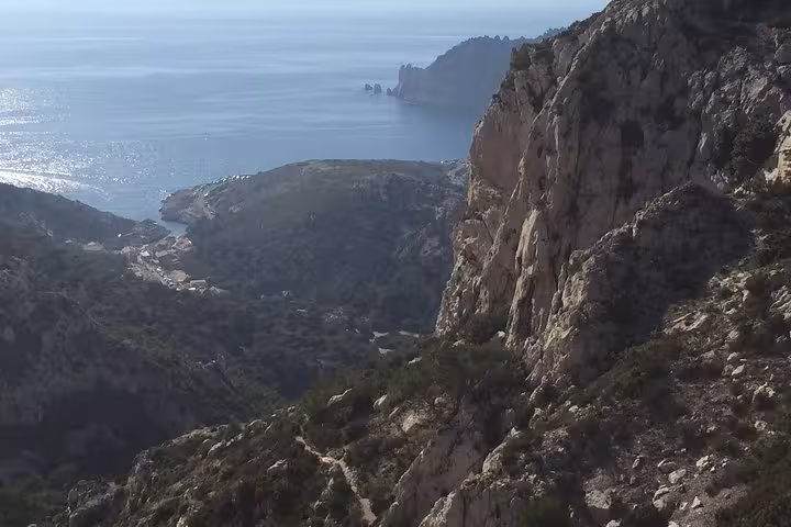 Panoramic view over Les Calanques cliffs and Mediterranean sea on a Marseille guided hike