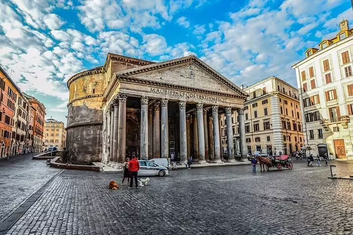 Pantheon in Rome under blue sky, highlight of private day trip from Civitavecchia cruise port