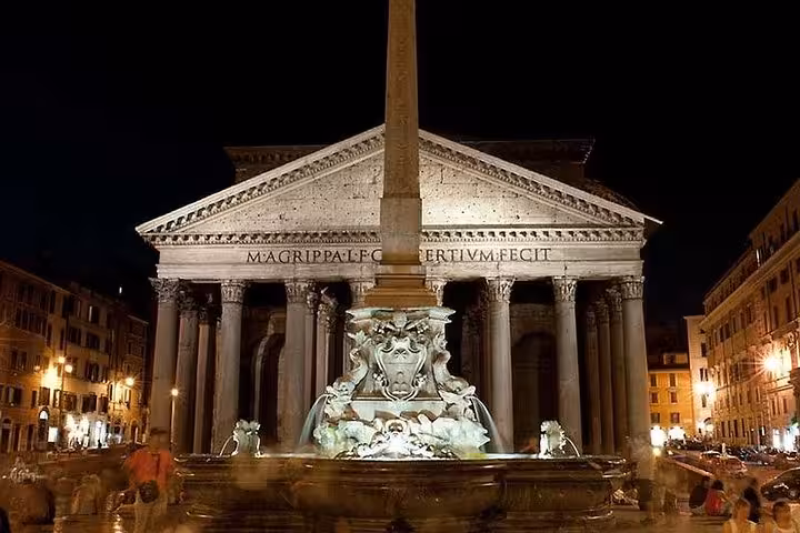 Pantheon and Piazza della Rotonda fountain at night in Rome, highlight of 10-day private Italy tour