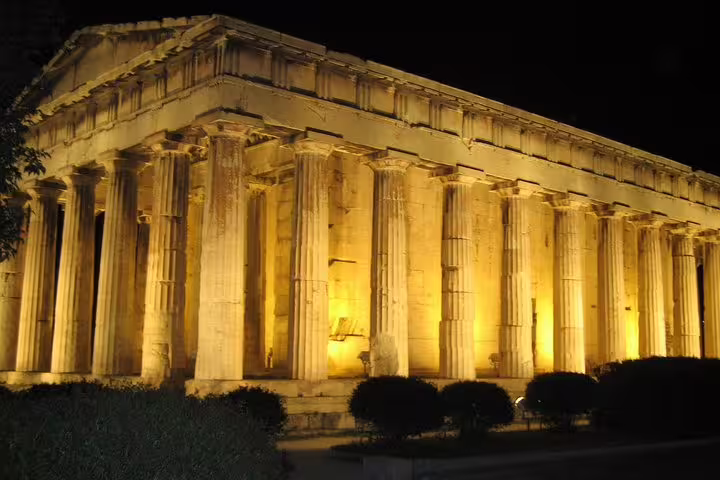 Golden-lit Parthenon columns on the Acropolis during a skip-the-line private half-day Athens tailor-made city tour